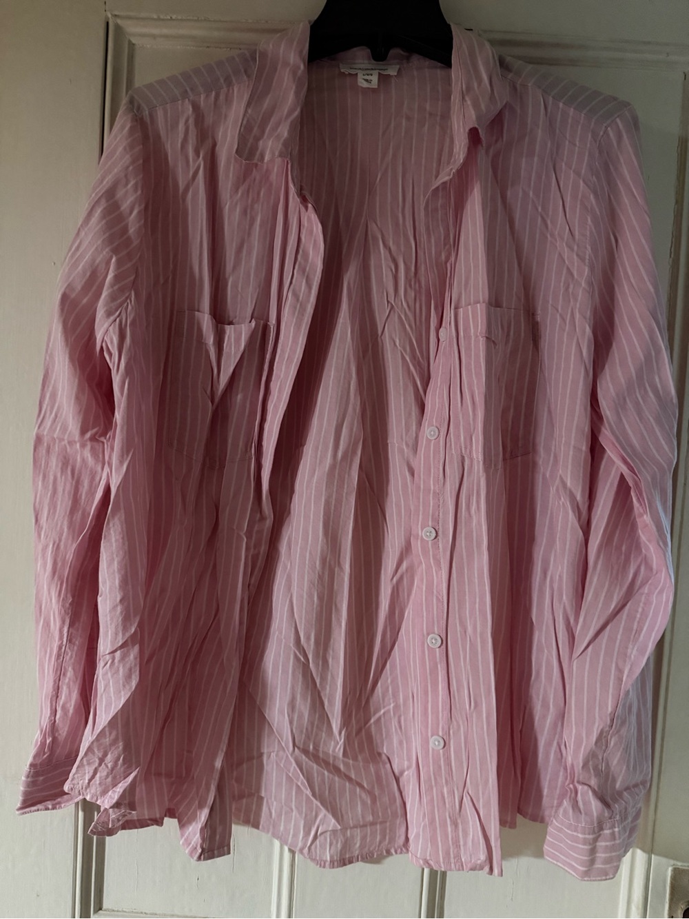 beachlunchlounge Pink and White Striped Casual Button-Down Shirt